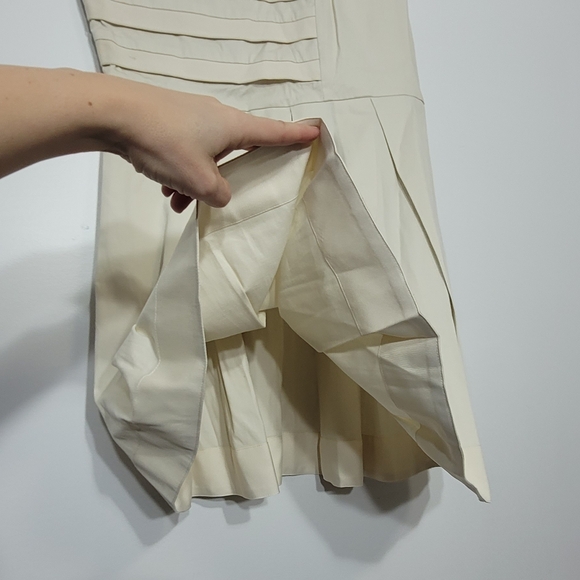 & Others Stories Ivory Cotton Pleated Bottom Pockets Business Zipper Back Sz 40 - Picture 5 of 13